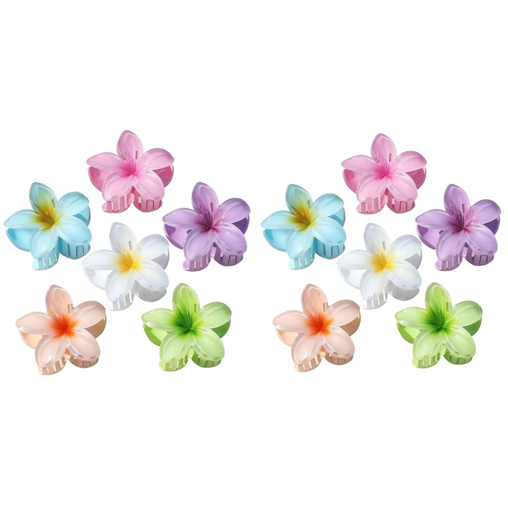 12pcs Hawaiian Flower Hair Claw Clips